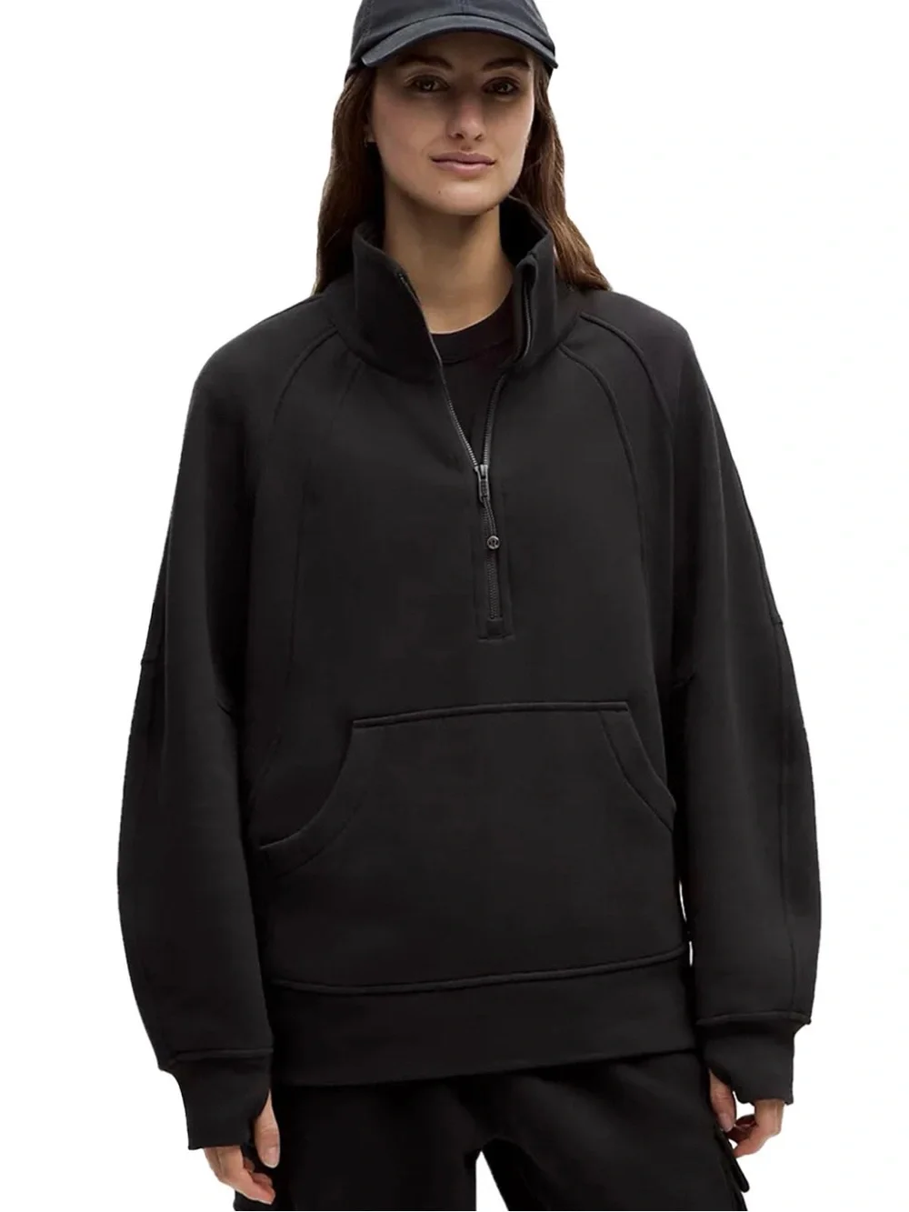 Lululemon Scuba Oversized Funnel-Neck Half Zip Long Black - M/L